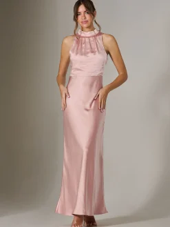 Halter Neck Maxi Dress, Pink