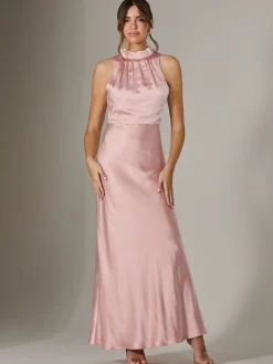 Halter Neck Maxi Dress, Pink