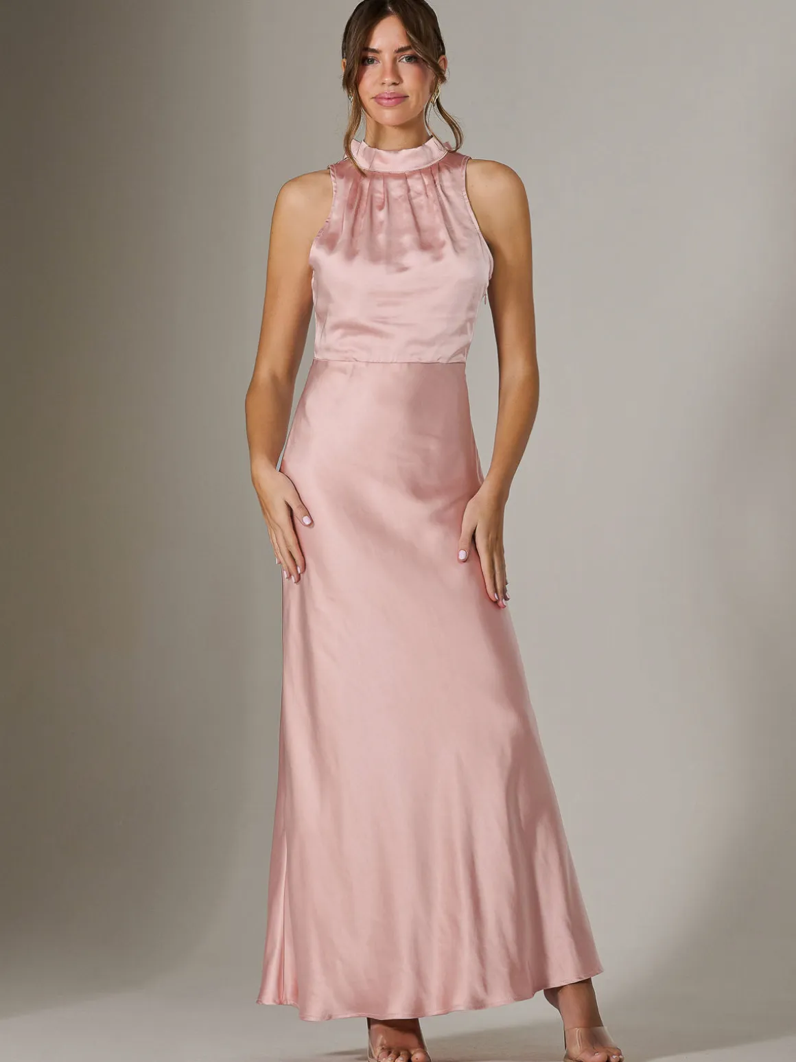 Halter Neck Maxi Dress, Pink