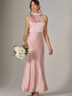 Halter Neck Maxi Dress, Pink
