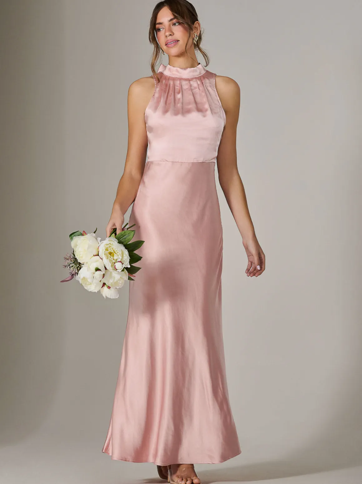 Halter Neck Maxi Dress, Pink