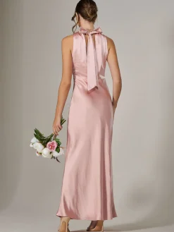Halter Neck Maxi Dress, Pink