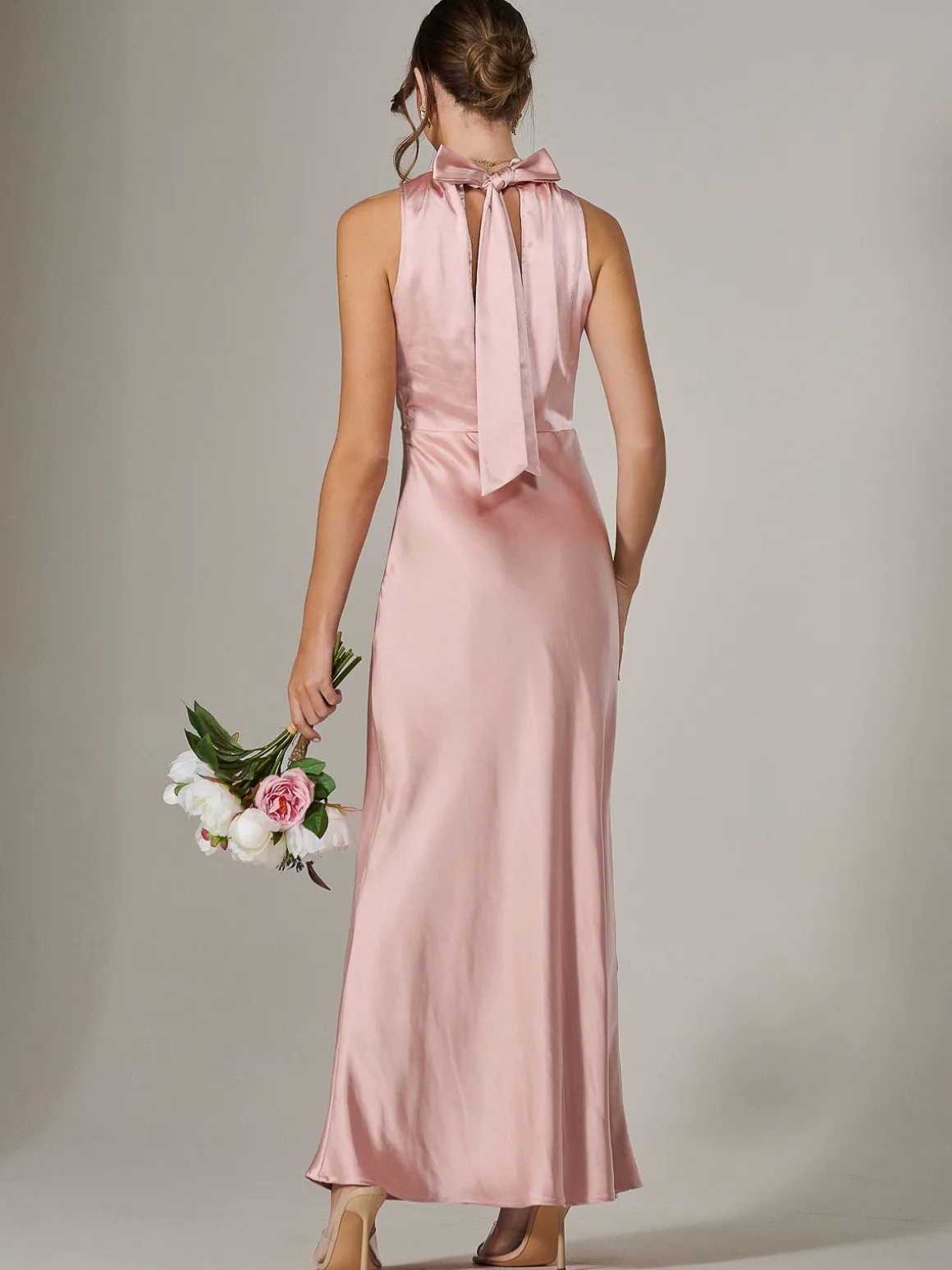 Halter Neck Maxi Dress, Pink