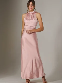 Halter Neck Maxi Dress, Pink
