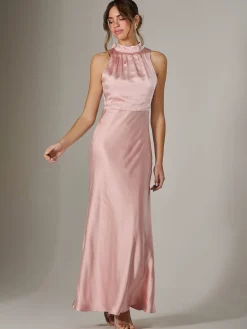 Halter Neck Maxi Dress, Pink