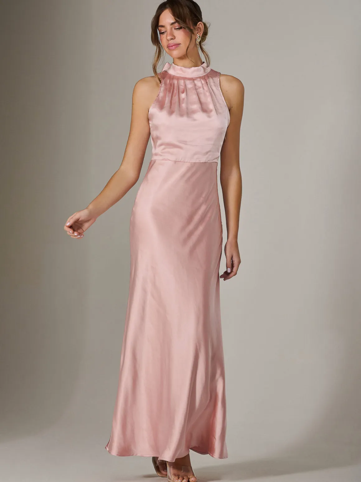 Halter Neck Maxi Dress, Pink