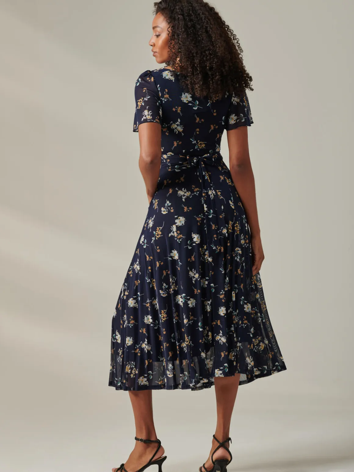 Harlie Floral Mesh Maxi Dress, Navy Floral