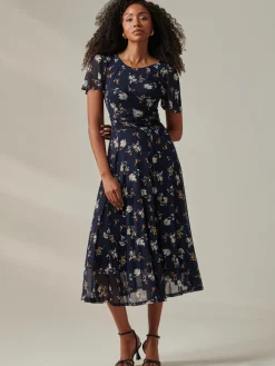 Harlie Floral Mesh Maxi Dress, Navy Floral