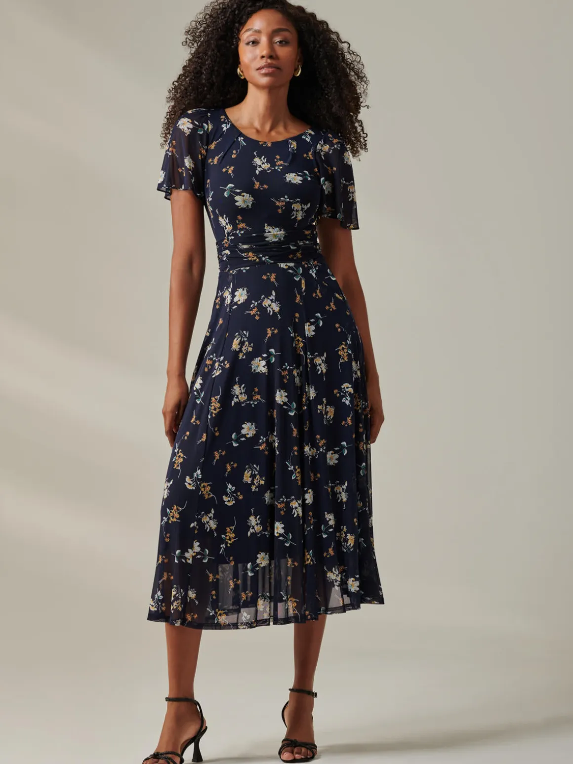 Harlie Floral Mesh Maxi Dress, Navy Floral