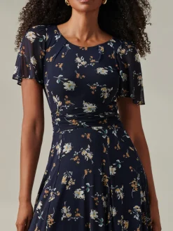 Harlie Floral Mesh Maxi Dress, Navy Floral