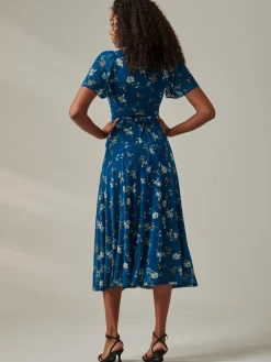 Harlie Floral Mesh Maxi Dress, Teal Floral