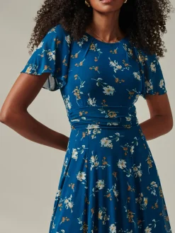 Harlie Floral Mesh Maxi Dress, Teal Floral