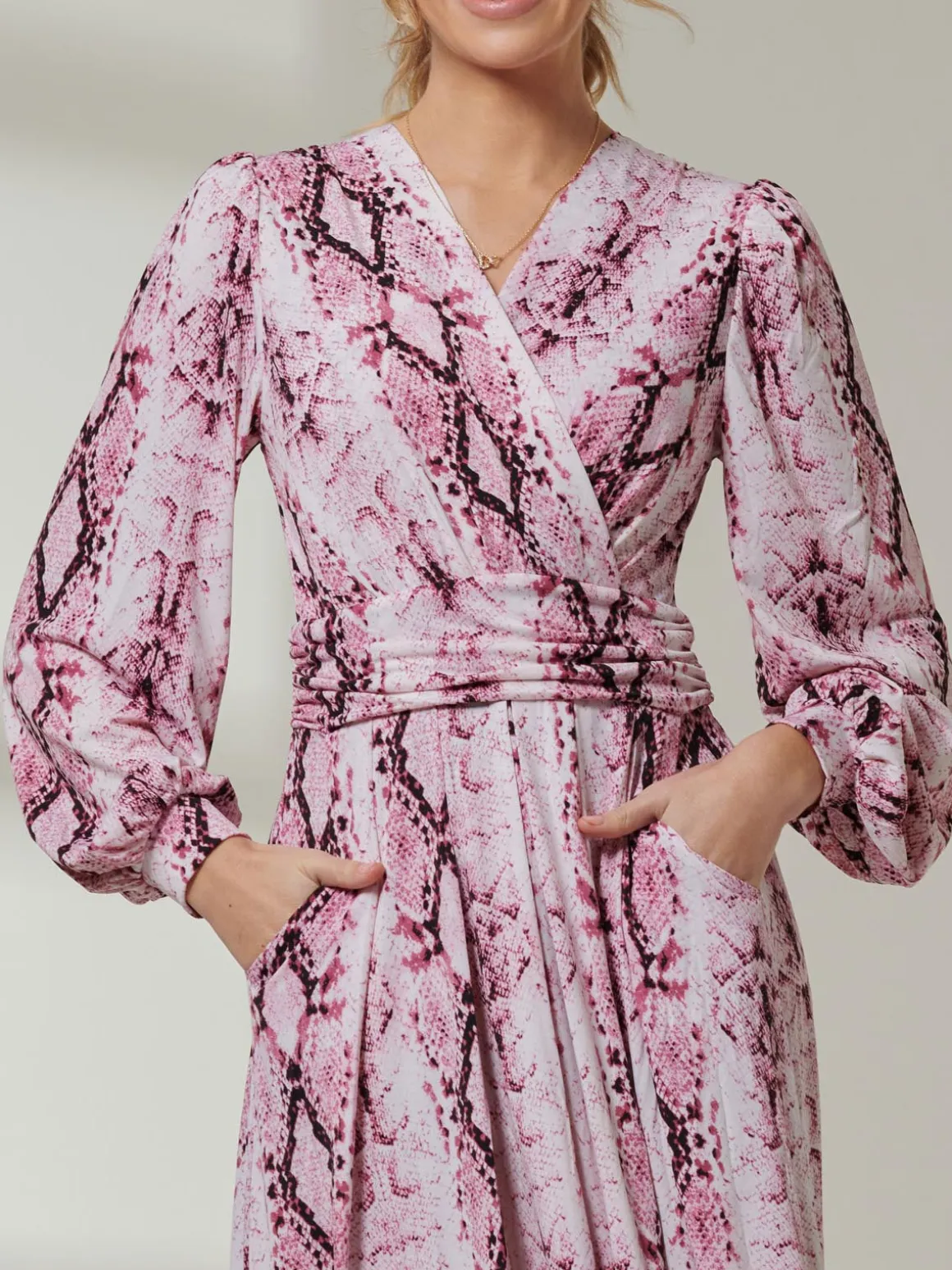 Harper Long Sleeve Jersey Dress, Pink Multi