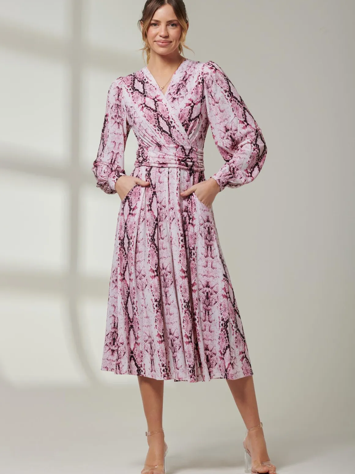 Harper Long Sleeve Jersey Dress, Pink Multi