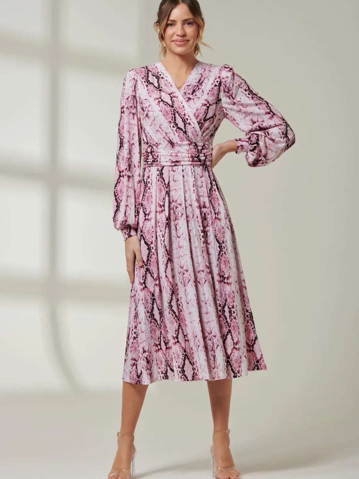 Harper Long Sleeve Jersey Dress, Pink Multi