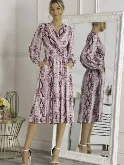Harper Long Sleeve Jersey Dress, Pink Multi