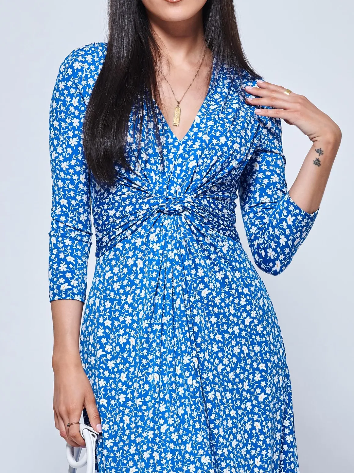 Hayat Twist Front Jersey Maxi Dress, Blue Floral
