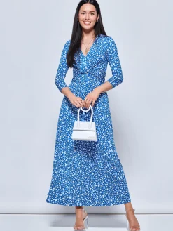 Hayat Twist Front Jersey Maxi Dress, Blue Floral