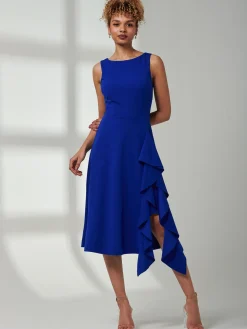 Haylen Frill Detail Midi Dress, Royal Blue