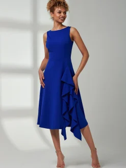 Haylen Frill Detail Midi Dress, Royal Blue
