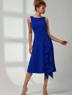 Haylen Frill Detail Midi Dress, Royal Blue
