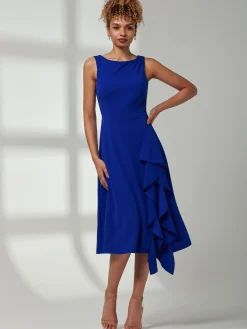 Haylen Frill Detail Midi Dress, Royal Blue
