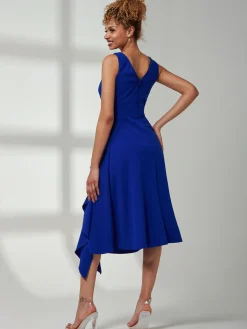 Haylen Frill Detail Midi Dress, Royal Blue