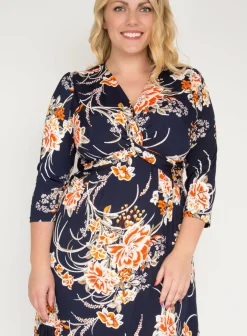 J by Jolie Moi Print Flounce Hem Midi Dress, Orange Multi