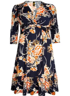 J by Jolie Moi Print Flounce Hem Midi Dress, Orange Multi