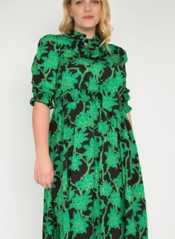 J by Jolie Moi Tie Neck Woven Midi Dress, Green Multi