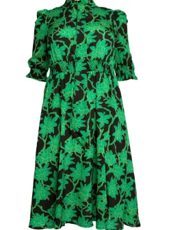 J by Jolie Moi Tie Neck Woven Midi Dress, Green Multi