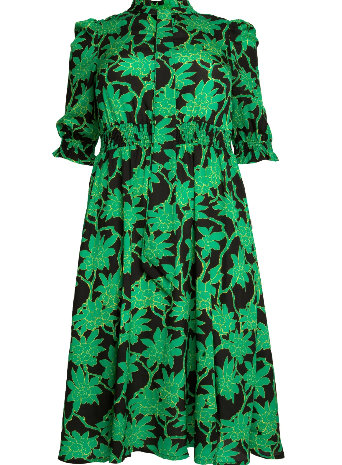 J by Jolie Moi Tie Neck Woven Midi Dress, Green Multi