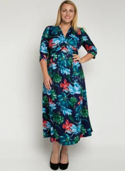 J by Jolie Moi Twist Front Maxi Dress, Floral Multi