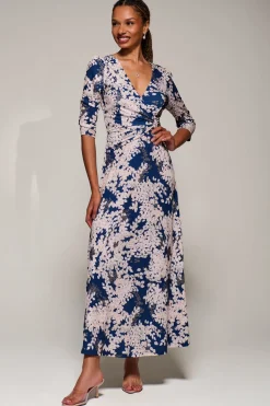 Jersey Fit & Flare Maxi Dress, Navy Abstract