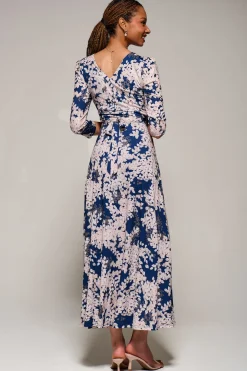Jersey Fit & Flare Maxi Dress, Navy Abstract