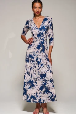 Jersey Fit & Flare Maxi Dress, Navy Abstract
