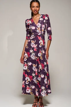 Jersey Fit & Flare Maxi Dress, Purple Floral