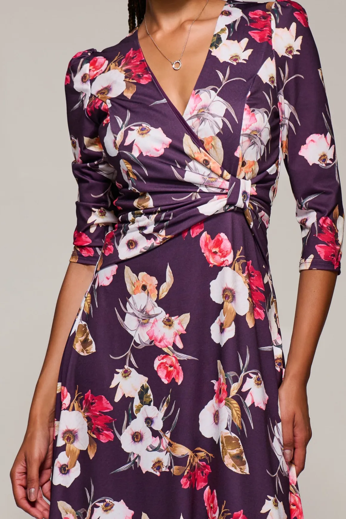 Jersey Fit & Flare Maxi Dress, Purple Floral