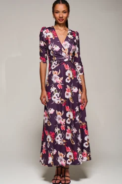 Jersey Fit & Flare Maxi Dress, Purple Floral