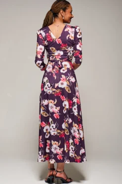 Jersey Fit & Flare Maxi Dress, Purple Floral