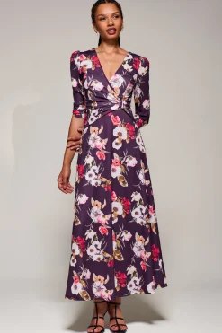 Jersey Fit & Flare Maxi Dress, Purple Floral