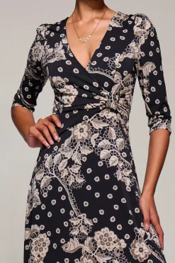 Jersey Ruched Waist Fit & Flare Maxi Dress, Black Floral