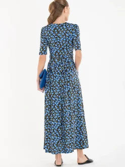 Jolie Moi Acadia Floral Print Wrap Maxi Dress, Black Floral
