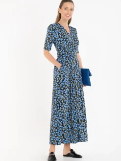 Jolie Moi Acadia Floral Print Wrap Maxi Dress, Black Floral