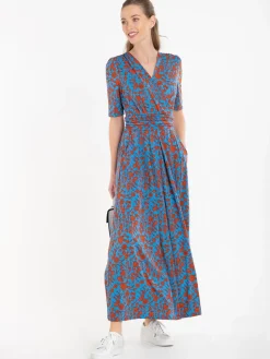 Jolie Moi Acadia Floral Print Wrap Maxi Dress, Blue/Floral