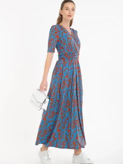 Jolie Moi Acadia Floral Print Wrap Maxi Dress, Blue/Floral