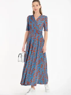 Jolie Moi Acadia Floral Print Wrap Maxi Dress, Blue/Floral