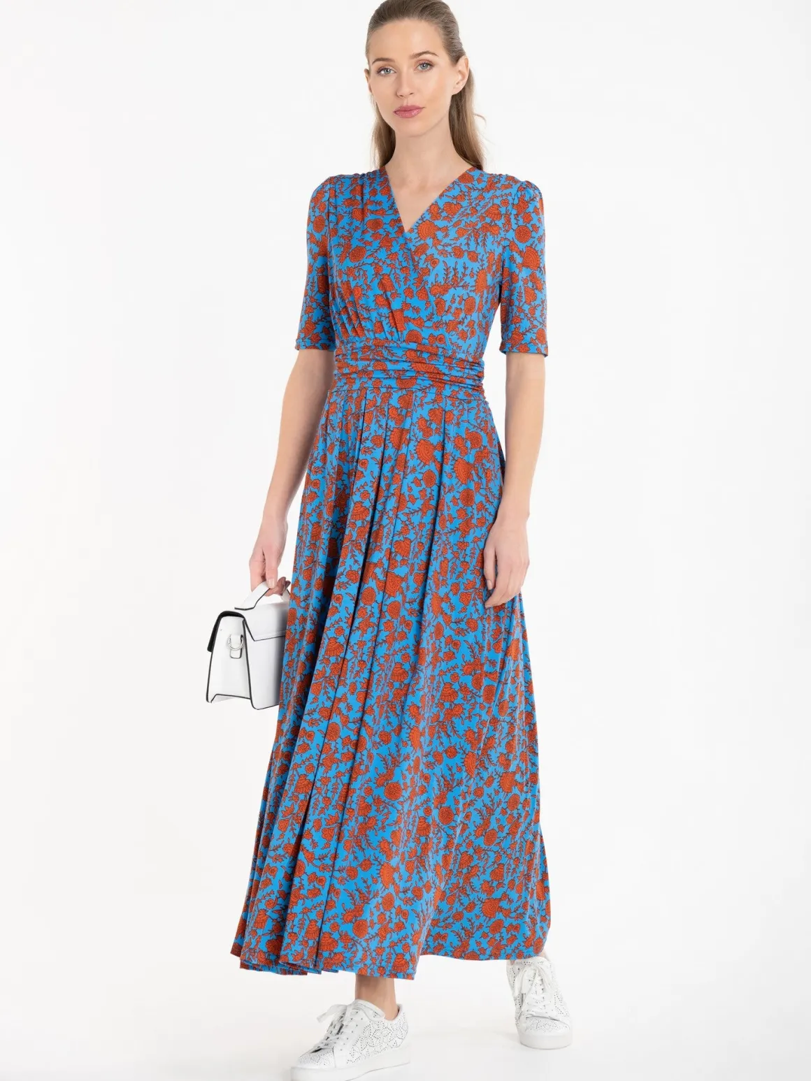 Jolie Moi Acadia Floral Print Wrap Maxi Dress, Blue/Floral