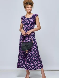 Jolie Moi Adalena Frill Shoulder Maxi Dress, Spot Multi