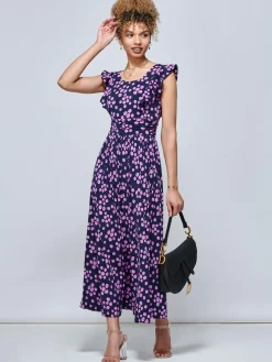 Jolie Moi Adalena Frill Shoulder Maxi Dress, Spot Multi